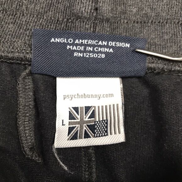 PSYCHO BUNNY Sweat Short Men L 34-36 Gray Black 3 Pocket Drawstring Luxury Sport - Picture 7 of 16